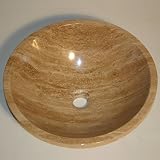 Silkroad Exclusive Natural Travertine Stone Top Sink Vessel Basin Bowl Bathroom Vanity by Silkroad E