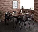 シャープなフォルムのヴィンテージ調ダイニング5点セット 天然木 【テーブル(幅140cm)1＋チェア4】 (チェア：ブラウン4脚)