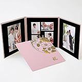 写真台紙　3面　6切２枚+Ｌ判４枚　雅（みやび）柄　ピンク　ロゴ「祝」ゴールド箔 中枠黒色　六切り 三面 アルバム　七五三　婚礼 結婚 成人式 ベビー ウエディング フォトアルバム　クラウンハート
