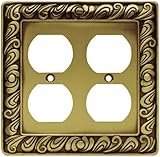 Franklin真鍮64197ペイズリーダブル二重スイッチコンセント壁プレート/プレート/カバー、Tumbledアンティーク真鍮by Brainerd