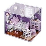 (キュートルーム) CuteroomミニチュアドールハウスDIYキット カバーおよびLED付き 木のおもちゃ ドールハウス ルーム
