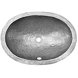 Houzer HW-ELI2EF Hammerwerks 6-Inch Oval Deep Lavatory Sink with Overflow, Lustrous Pewter [並行輸入品]