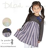 (ラポシェビスキュイ) La poche biscuit先染めストライプ切り替えワンピース/ 春 ワンピ 110 ブルー