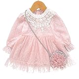 YY-Natuhi ベビー服 子供服 女の子 ワンピース キッズ ドレス 新生児 ボディースーツ ベビー 長袖 ベビースーツ 秋冬 かわいい 赤ちゃん 入園式 入学式 ピンク レース 水玉チュール (