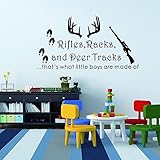 Wall Decal Decor Rifles Racks Deer Tracks That's What Little Boys Are Made Of - Baby Boy Nursery Dec