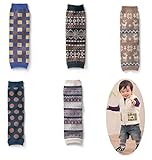 Ateitis 赤ちゃん レッグウォーマー 5足 +ミニタオル セット キッズ ひざあて 紫外線 や 防寒 対策 にも (厚手ジャカード素材)