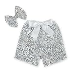 HOLLYHORSE幼児用ベビーガールズショートパンツスパンコールリボンガールズBoutique Clothing withヘッドバンド US サイズ: M カラー: ゴールド