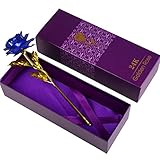 Solediゴールドローズ24 Kゴールドローズ花BEST FOR THEバレンタインの日、母の日、誕生日、結婚式典の証明書付きand Free Luxuryギフトパッケージ ブルー 11