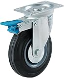 Shepherd Hardware 9287 3-Inch Swivel Caster, Semi-Elastic Rubber with Total Lock Brake, 130-lb Load 