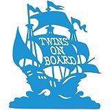TREZ TWINS ON BOARD 双子 ツインズ 海賊船 PIRATE SHIP 船 波 海 ステッカー 男の子 女の子 BOY GIRL【BABY IN CAR】 (ライトブルー)
