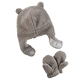 Carter's(カーターズ) 耳付ボアイヤーフラップキャップ＆ミトンセット(GrayBrown) 12-24m(12-24ヶ月) [並行輸入品]