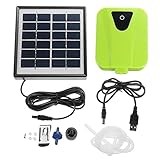 SUNNY ソーラー充電式エアポンプ 太陽光充電で電源不要 USB充電対応 エア吐出量毎分2L 静音設計 持ち運び使用可 ポータブルエアポンプ 各種水槽の酸素供給に エアポンプ (グリーン)