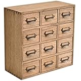 KIRIGEN ミニチェスト 卓上収納 小物収納 引き出しチェスト ４段12杯 職人手作り ブラウン