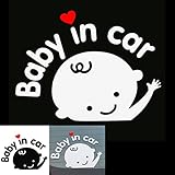 16 x 13 cm 3d Baby in Carステッカー反射ビニール安全サインキュート温め車デカール用リアフロントガラス ホワイト QUhang