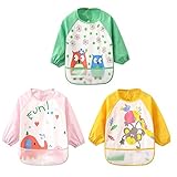 (エレキモチーブ) ElecMotive 3枚 お食事用防水ビブ 長袖タイプ 対象年齢が1歳〜4歳 保育園用