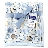 Hudson Baby Sheep Printed Blanket with Plush Backing, Blue (Discontinued by Manufacturer) by Hudson 