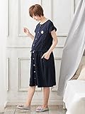 ANGELIEBE エンジェリーベ マタニティ パジャマ 授乳口付き パイル ドット ジャガード 半袖 2WAY ネグリジェ 産前 産後 前開き 授乳服 L ネイビー 22471