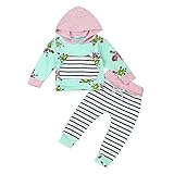 (プタス)Putars ベビー服 子供服 上下セット パーカー 長袖 女の子 花柄 ストライプ柄 可愛い 春 秋 スポーツ 運動会 旅行 記念日 プレゼント 6-24ヶ月