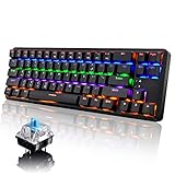 K680t メカニカル ゲーミングキーボード 有線無線 USB有線/ワイヤレス Bluetooth 68キー 青軸 MINI 小型 RGBバックライト 仕事用/ゲーム用 Windows/Mac OS/ipad/ps4スマホ対応 100％防衝突 充電式 英語配列 多機能 タイプライター風 日本語説明書 耐久性 人間工学設計(ブラック＆ミックス)