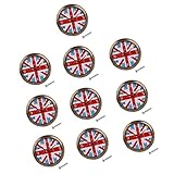MagiDeal 10piecesヴィンテージスタイルクロックキャビネットドア引き出しハンドルプルノブ35 mmイギリス国旗