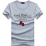 BUZZxSELECTION(バズ セレクション) Tシャツ 半袖 おしゃれ 英字 プリントネックレス メンズ レディース BSTS010 (04 グレー,XL)