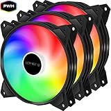 uphere 120mm PCケースファン 静音タイプ PWM 4PIN 虹色3本【PF120...