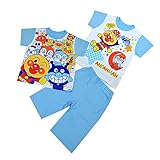 キッズパジャマ アンパンマン 洗い替え 2TOPS 半袖パジャマ 天竺素材 夏物 子供用 Anpanman j-sa2704 95cm サックス