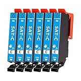 エプソン用 SAT SAT-C互換インクカートリッジ 「 さつまいもインク 」シアン 6本セット （増量版/ICチップ付き/残量表示機能付き) エプソン用 サツマイモ SAT互換インク [対応機種] EP-712A / EP-713A / EP-714A / EP-812A / EP-813A / EP-814A / EP-815A / EP-715A