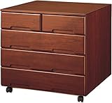 桐製 押入れタンス キャスター付き ブラウン ワイド4段