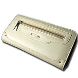 スタッズ使い微光沢フェイクレザーのファスナー長財布IV