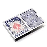 マジックの小道具 【2個セット】金属製 カードのクリップ 合金メタルマジックPropカードガード自転車カードクリップPlayingカードケースホルダーfor Pokerデッキプロテクター (ブルー)