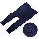 Spinas(スピナス) マタニティ レギンス 裏起毛 暖かくて 柔らかい 素材 トレンカ サイズ 調整 できます あったか ふわふわ 妊婦 産前 防寒 保温 選べる5カラー (ブルー)