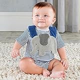 ベビーアスペン Baby Aspen 男の子用紺x白ボーダーリトルピーナッツぞうさん半袖ボディスーツxスタイ2点セット [並行輸入品]