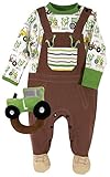 Stephan Baby Down on The Farm Cotton Knit Footie and Plush Tractor Rattle Gift Set, 0-3 Months by St