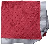 Cozy Wozy Signature Minky Lovie Sized Baby Blanket with Satin Trim Lovie, Crimson/Silver, 18 x 18 by