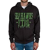 シアトル・シーホークスNFLメンズの前面と袖フルZipフード付きスウェットシャツチャコール M