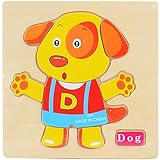 POTOJP 木製パズル 小さな立体パズ 立体の木製組立キット　子犬 (24種類展開)　 Mini 3D Puzzle Kids Educational Funny Toy　積み木　木のおもちゃ 組み
