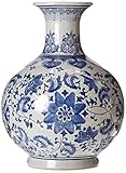 Oriental Furniture 12 Floral Blue & White Porcelain Vase [並行輸入品]