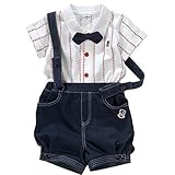 Baby Boyロンパースロンパースオールインワンスーツタキシードボウタイボディスーツショートsleeve80