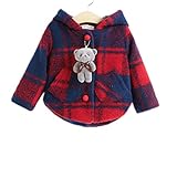 PAPA KIDS ベビー服 キッズコート ベビージャケットボタン ウールコートアウター プリンセス コート厚手 暖かい 子供服 秋冬春 防寒 (90cm, レッド)