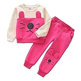 Tovadoo 子供服 女の子 トップス+ズボン 長袖 秋冬 パーカー 裏起毛 猫模様 可愛い 通学 部屋着 3-7歳