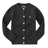 ラルフローレン キッズ ケーブルニット 長袖 カーディガン Cable-knit Cotton cardigan 女の子 子供 服 （サイズ：2T、カラー：Black） Polo Ralph Laur