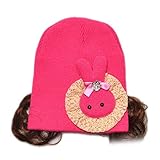 m-egalベビー女の子暖かいニットヘッジ帽子ウィッグニット帽子ニットキャップハットイエロー