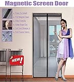 The Fit Life Magnetic Screen Door Full Frame Velcro Heavy Duty Mesh Fits Door Size 34"x82" Max No Ga