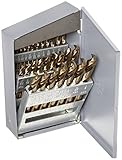 Chicago Latrobe 559 Series Cobalt Steel Short Length Drill Bit Set In Metal Case, Gold Oxide Finish,