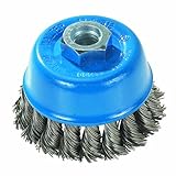 Walter 13F303 Knot Twisted Wire Cup Brush, Threaded Hole, Carbon Steel, 3 Diameter, 0.015 Wire Diame