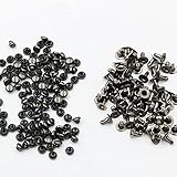 KUKU工房 片面カシメ 100組セット レザークラフト材料 (頭4mm 足4mm, ブラック)