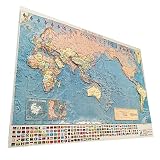 ソウマ PALCCOAT 立体世界地図 3d world map 抗菌加工済み 578mm×820mm 地図 職人が1枚1枚手作業で成型