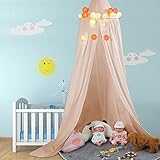 天蓋カーテン　ベビーベッド　天蓋　蚊帳　子供部屋カーテン　かわいい　クラシック調　防虫　安眠　取り付け簡単 (カーキ)