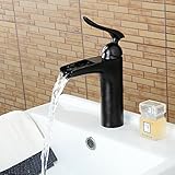 beelee Oil Rubbed Bronzeウォーターフォール浴室排水溝シンク蛇口、シングルハンドル単穴洗面所蛇口、ミキサータップ